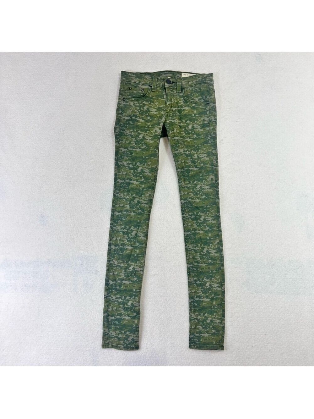 Rag & Bone Skinny Ankle Jeans Size 24 Green Camo Low Rise - Picture 2 of 14